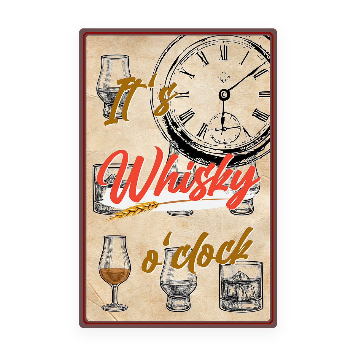 Vintage Blechschild "Whisky o'clock"